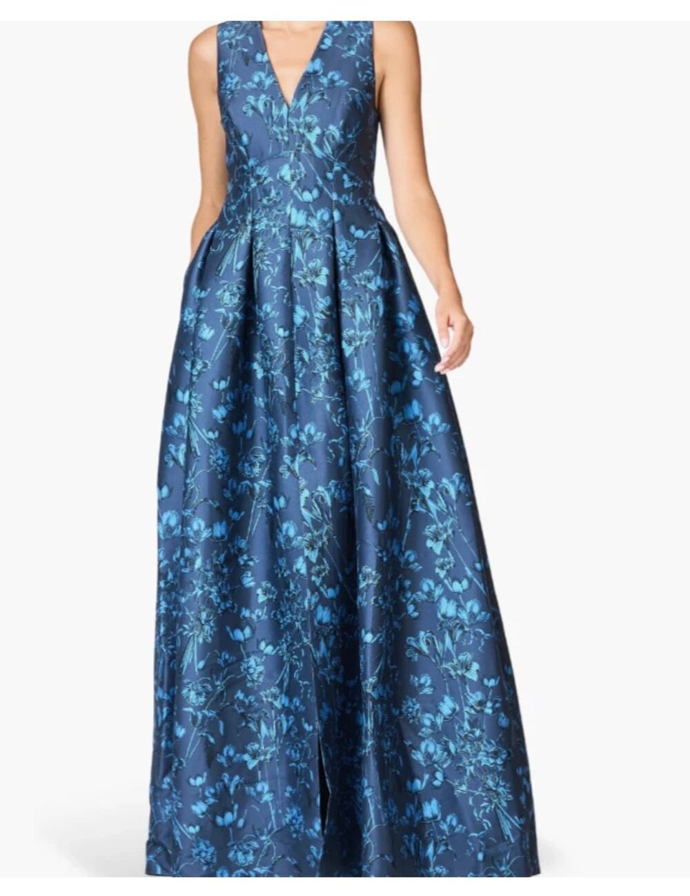 Sachin & Babi Brooke Floral Mikado Gown in blue Sz 6 (New)